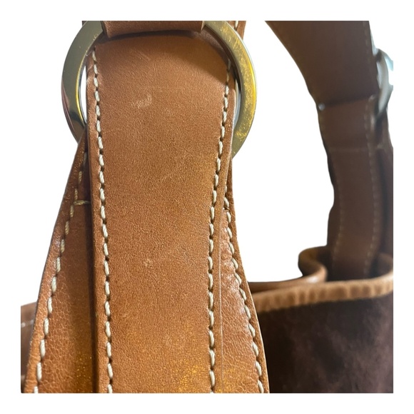 Suede & leather large bucket shoulder bag - Picture 10 of 16